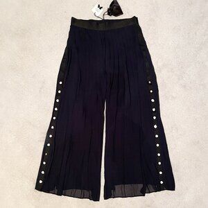 EDWARD ACHOUR PARIS Chiffon Layer Pants - Navy - Size XL - NEW